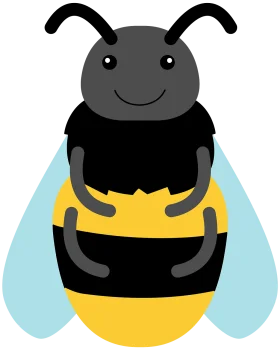 Adorable Cartoon Bumblebee Clipart with Charming Smile and Soft Pastel Wings