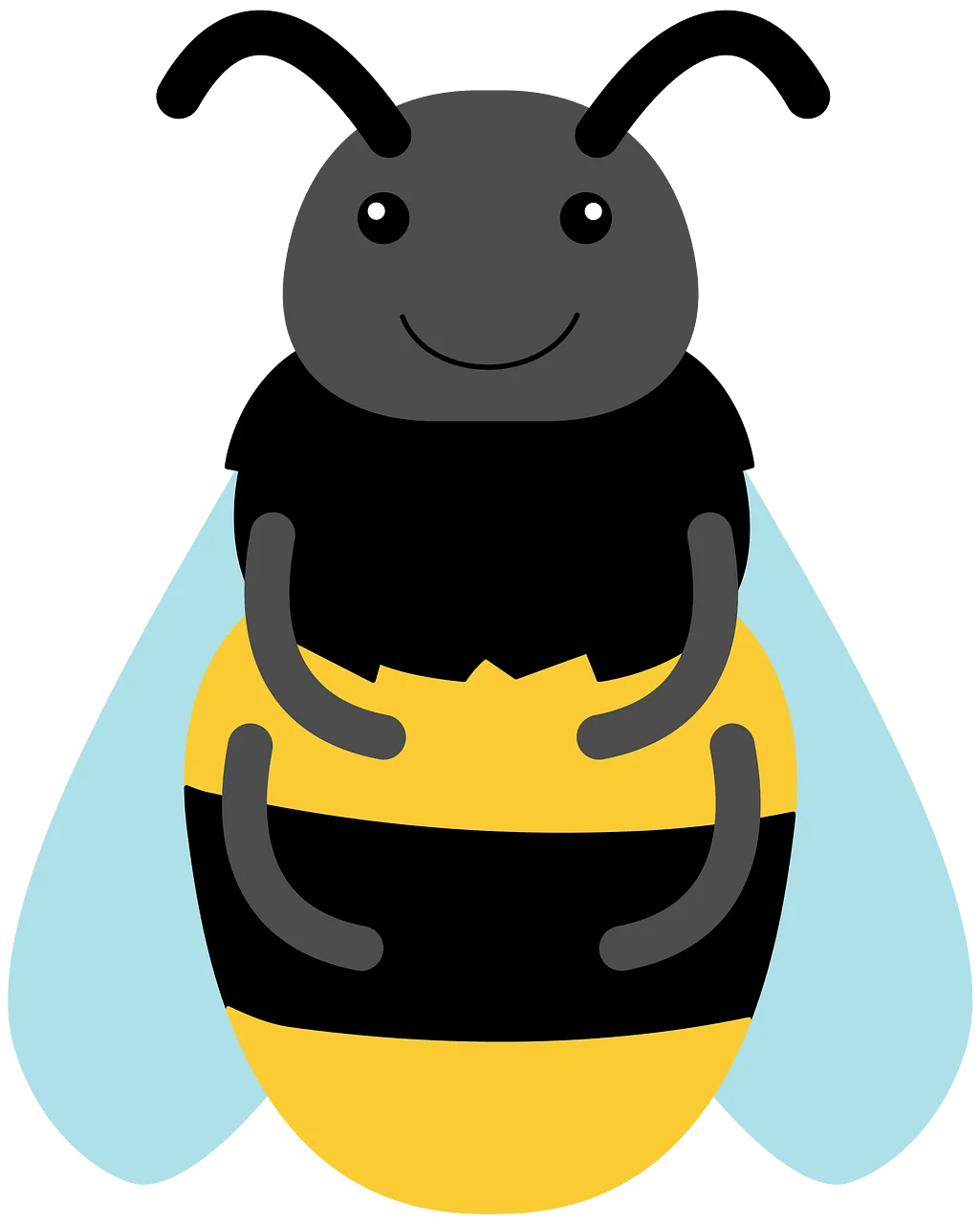 Adorable Cartoon Bumblebee Clipart with Charming Smile and Soft Pastel Wings