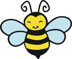 Adorable Kawaii-Style Bumblebee Clipart with Cheerful Cartoon Expression