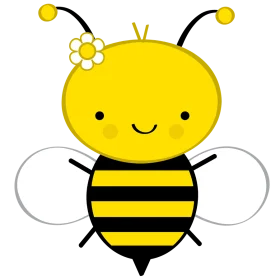 Adorable Kawaii-Style Yellow and Black Bumblebee Clipart with Cheerful Expression