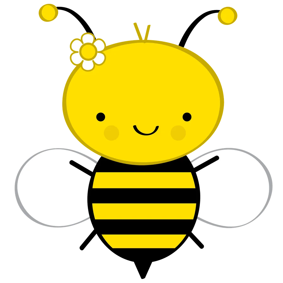 Adorable Kawaii-Style Yellow and Black Bumblebee Clipart with Cheerful Expression