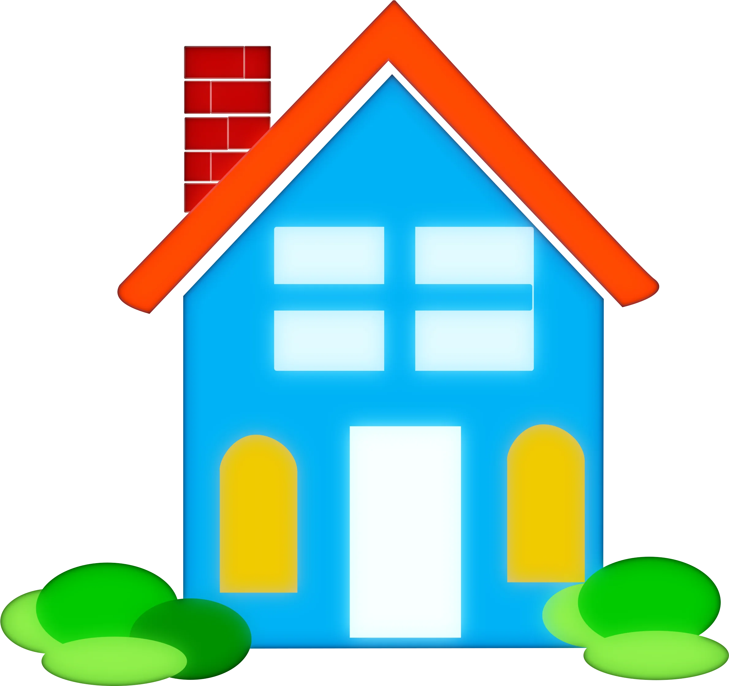 Charming Blue and Orange Cartoon House Clipart Design with Playful Elements