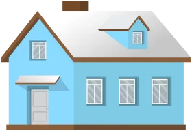 Charming Blue Suburban House Clipart - Architectural Simple Design Illustration