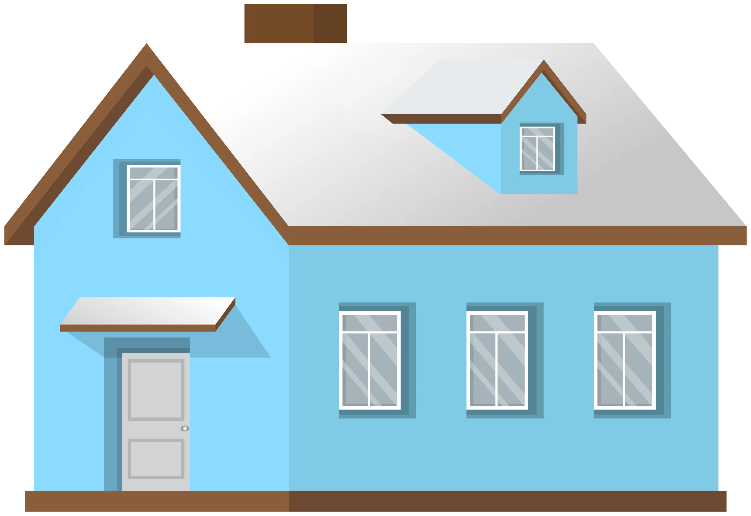 Charming Blue Suburban House Clipart - Architectural Simple Design Illustration