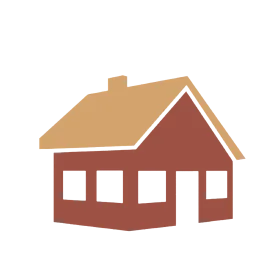 Charming Red and Tan Suburban Home Simple Architectural Clipart Design