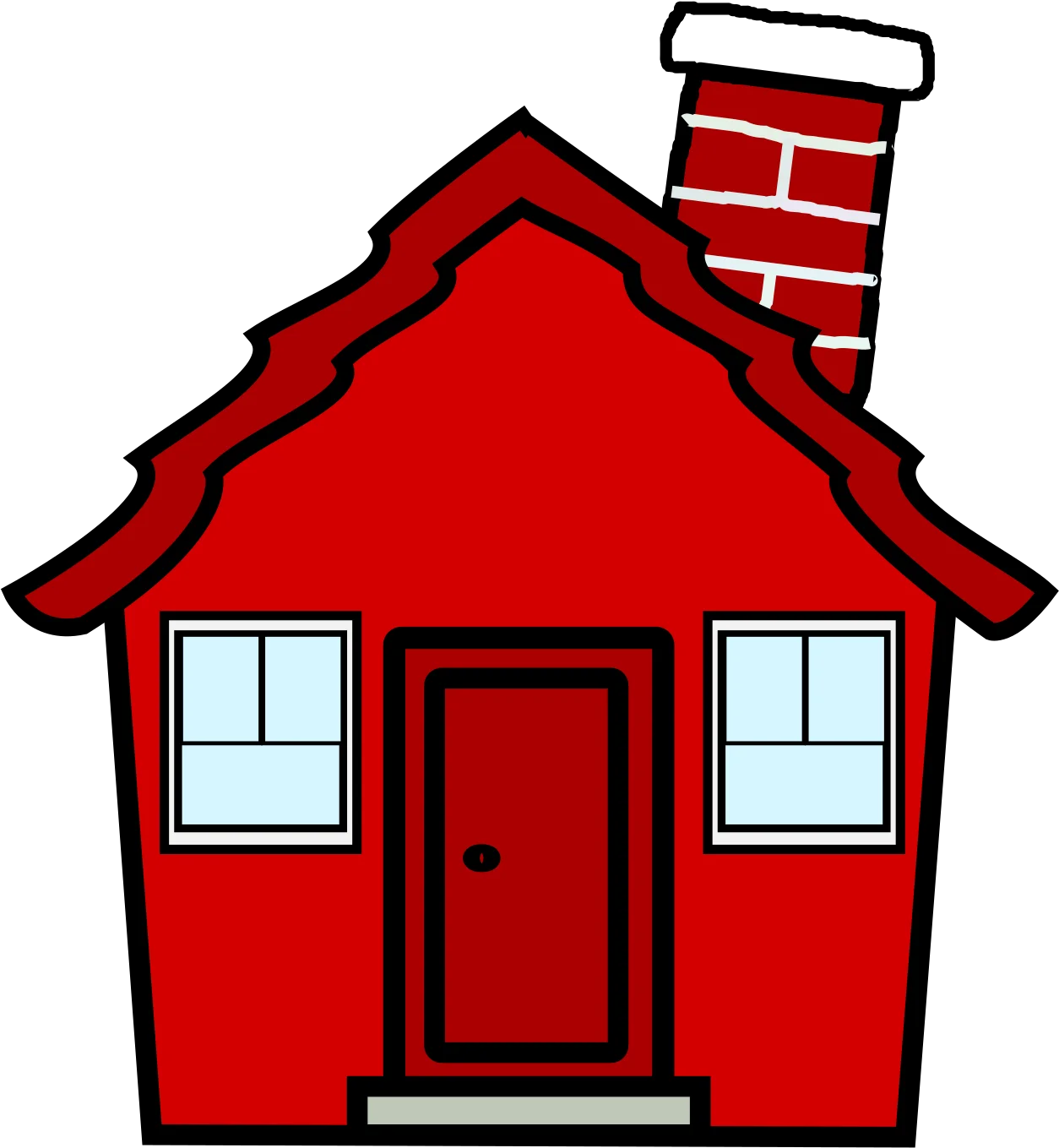 Charming Red Brick House Clipart Illustration with Cozy Architectural Details