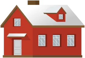 Charming Red Single-Family Home Architectural Clipart Design Illustration