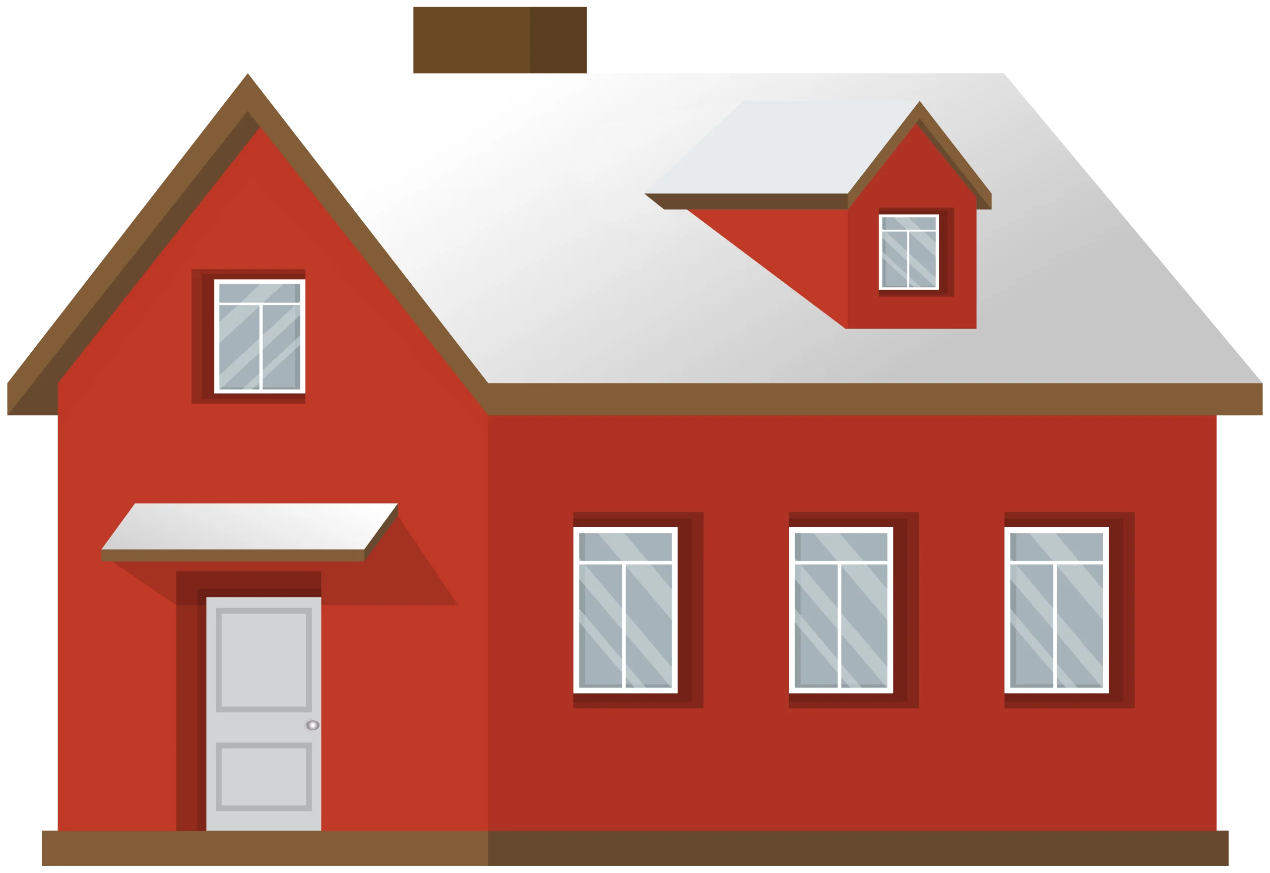 Charming Red Single-Family Home Architectural Clipart Design Illustration