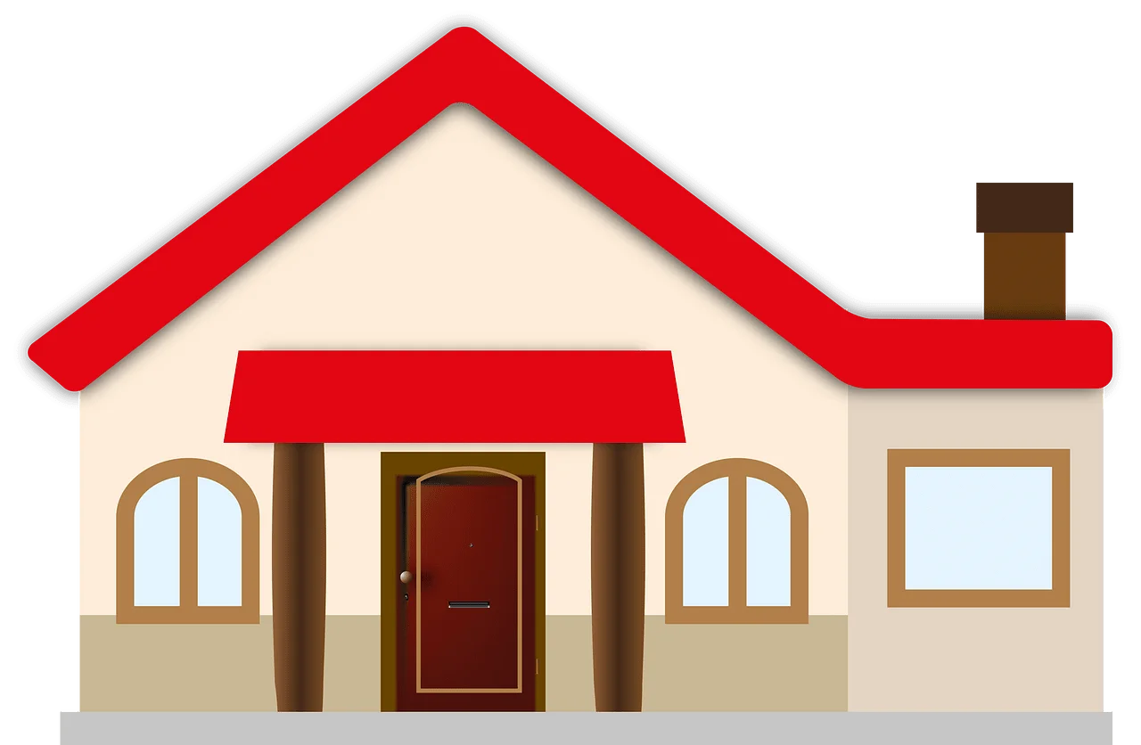 Charming Single-Story Residential House Clipart with Architectural Simplicity