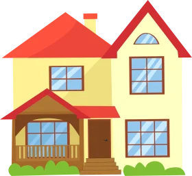 Charming Two-Story Family Home Illustrated Clipart with Playful Design