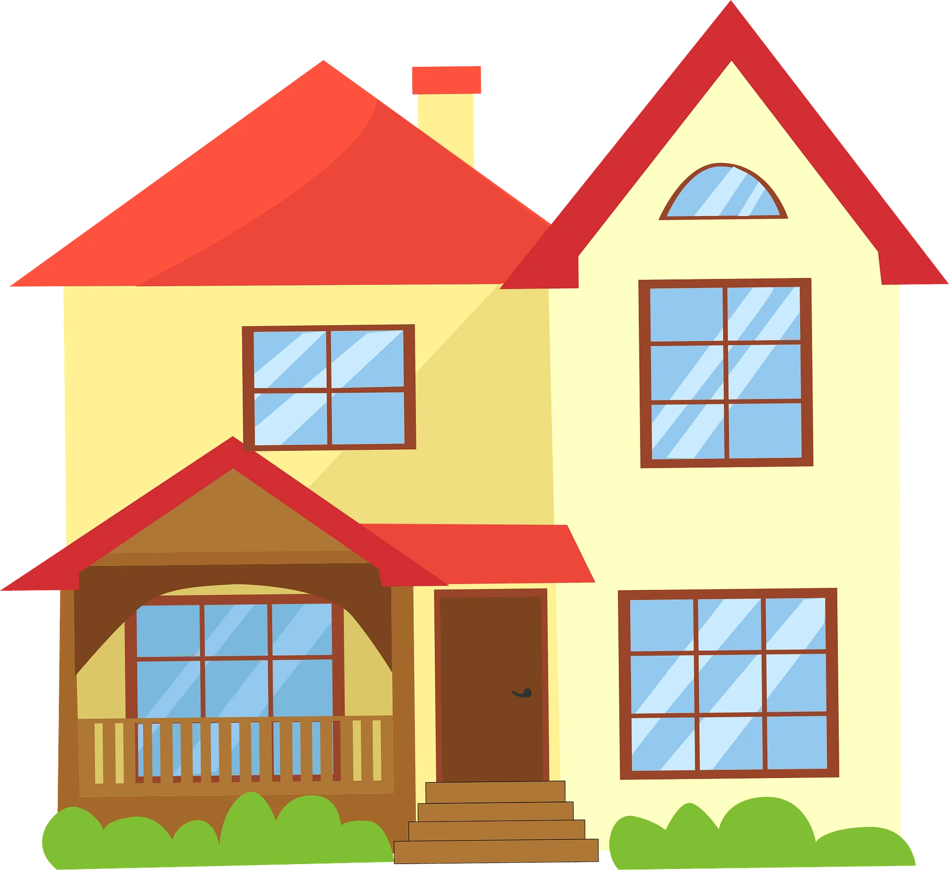 Charming Two-Story Family Home Illustrated Clipart with Playful Design