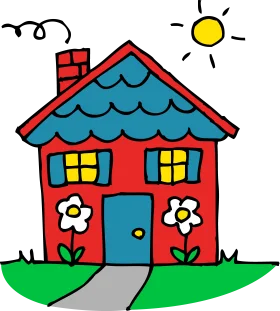 Charming Whimsical Home Sweet Home Clipart with Playful Architectural Design