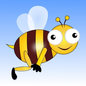 Cheerful Cartoon Bumblebee Clipart with Adorable Round Body and Wings