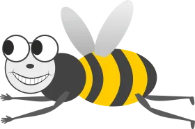 Cheerful Cartoon Bumblebee Clipart with Googly Eyes and Wide Smile