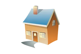 Cozy Little Suburban Home Clipart Illustration with Warm Color Palette
