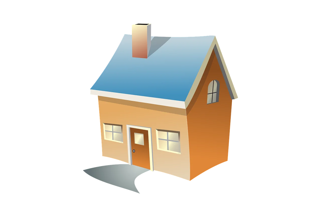 Cozy Little Suburban Home Clipart Illustration with Warm Color Palette