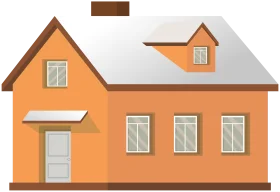 Cozy Two-Story Orange Family House Architectural Clipart Illustration