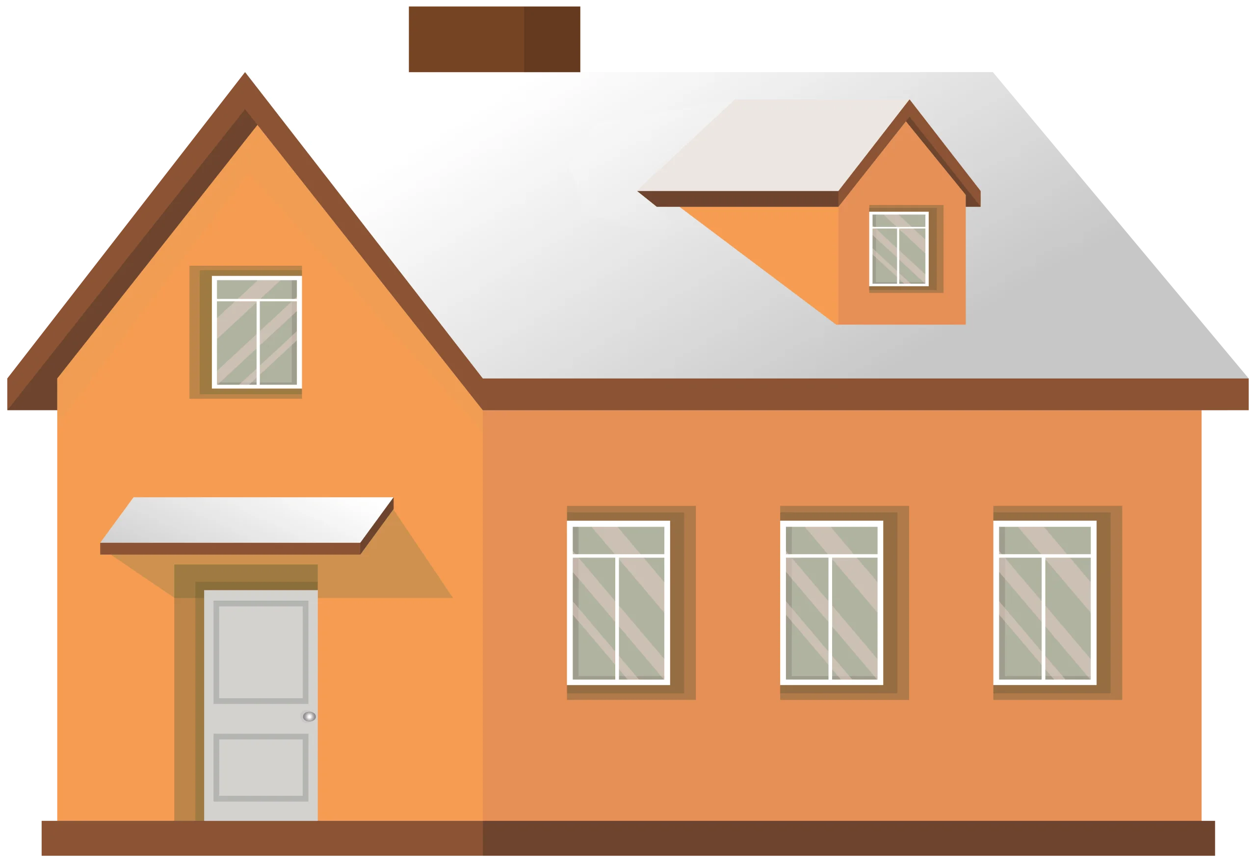 Cozy Two-Story Orange Family House Architectural Clipart Illustration