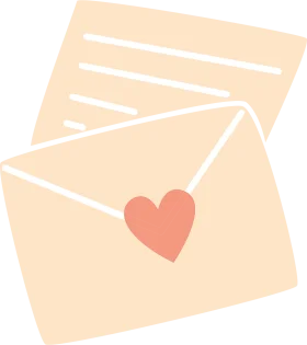 Heartfelt Love Letter Envelope Clipart with Soft Pastel Peach Tones