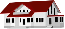 Modern Two-Story Residential House Architecture Clipart Design