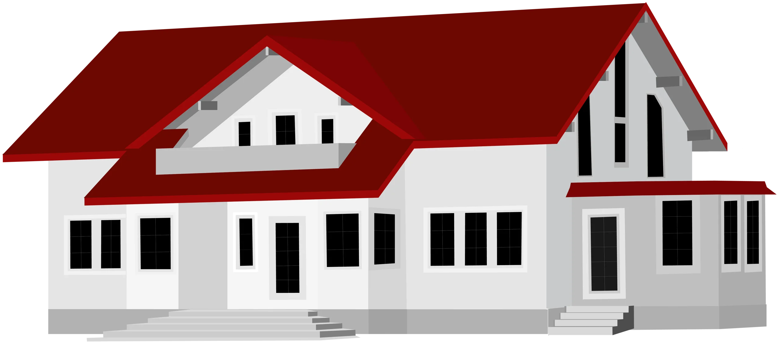 Modern Two-Story Residential House Architecture Clipart Design