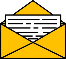 Open Yellow Envelope with Letter Clipart Graphic Design Element