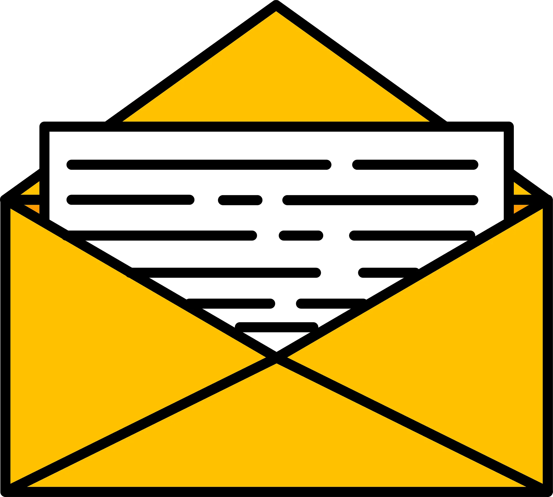 Open Yellow Envelope with Letter Clipart Graphic Design Element