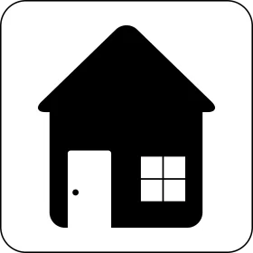 Simple Black and White House Silhouette Clipart Icon Design for Home Concepts