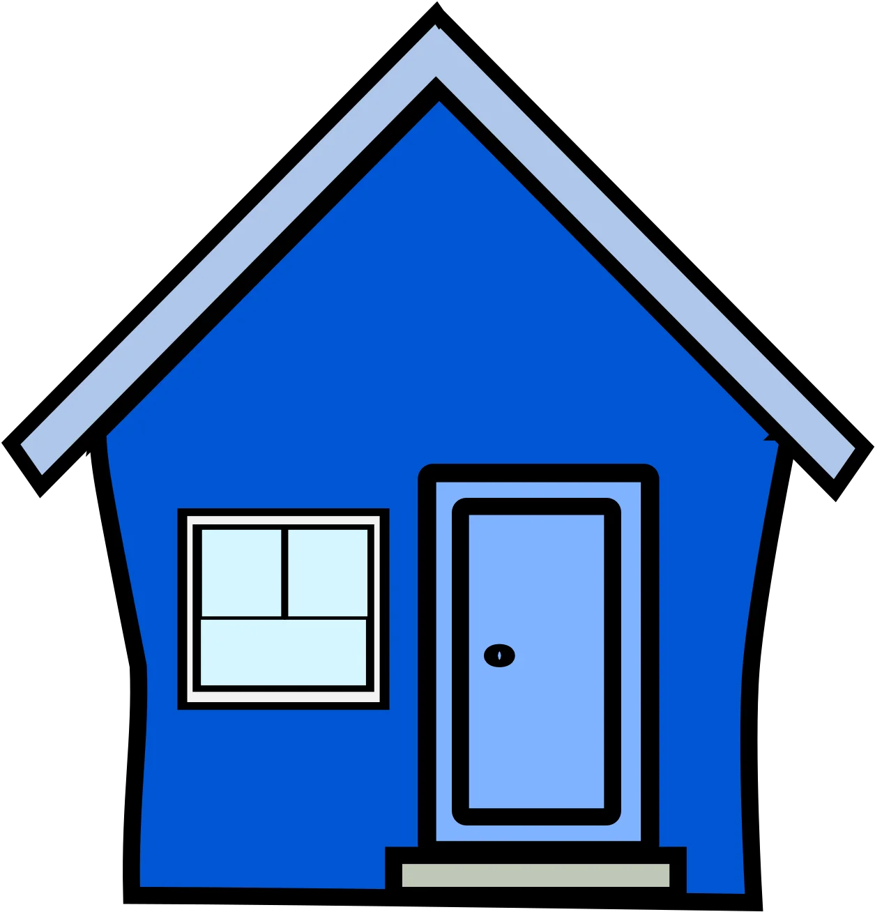 Simple Blue House Clipart Illustration: Minimalist Home Design Graphic