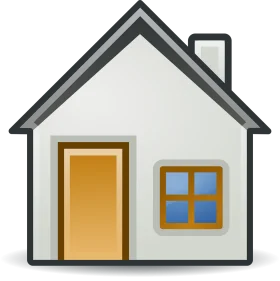 Simple Minimalist House Icon Clipart with Warm Color Palette and Clean Lines