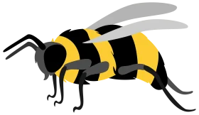 Stylized Geometric Bumblebee Clipart with Bold Black and Yellow Stripes
