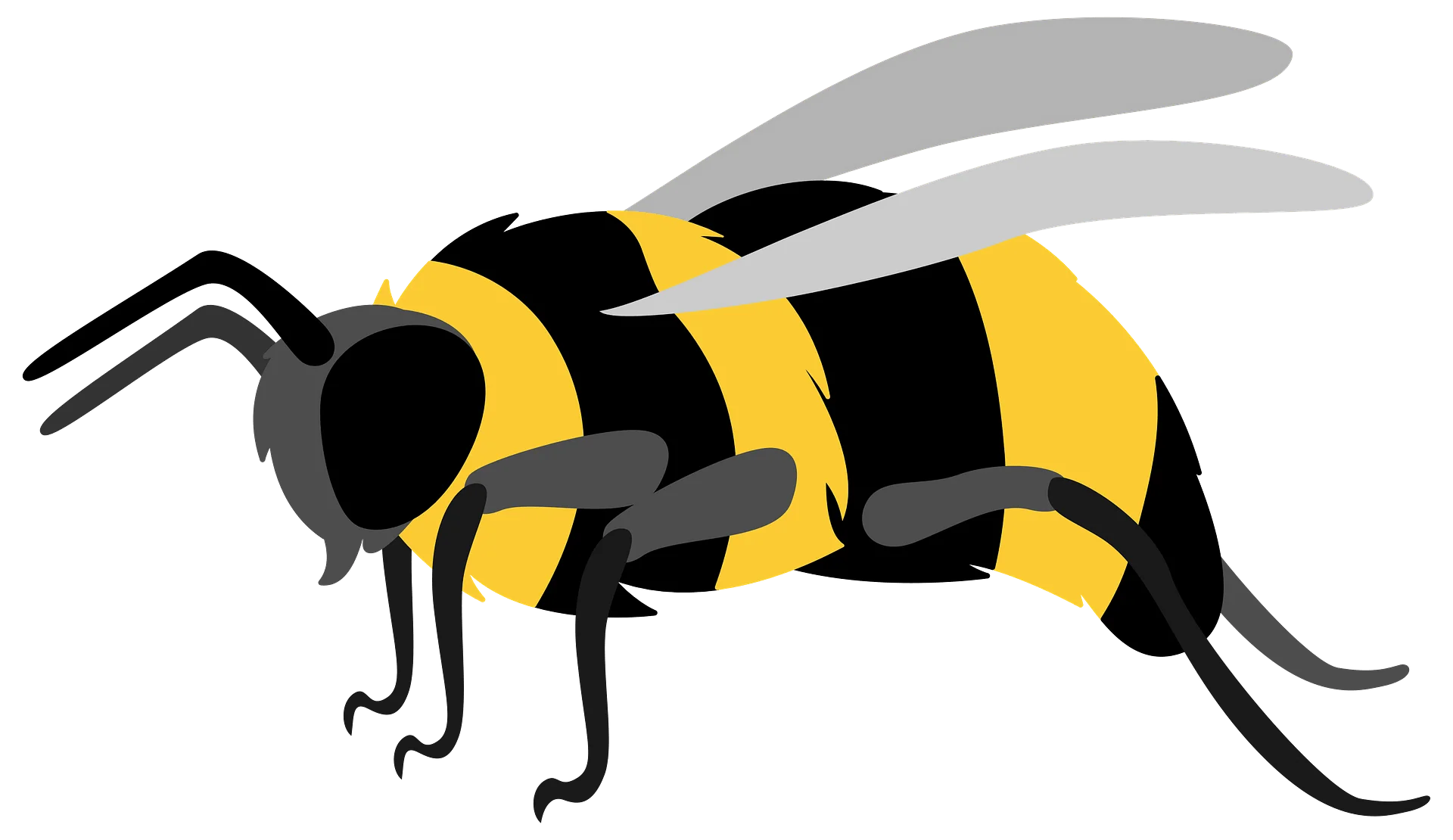 Stylized Geometric Bumblebee Clipart with Bold Black and Yellow Stripes