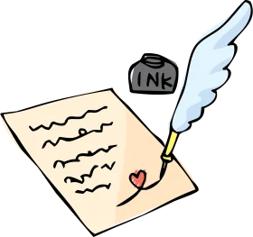Vintage Feather Quill Pen Writing a Heartfelt Letter Clipart Illustration