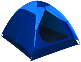 Blue Dome-Shaped Camping Tent Clipart with Geometric Design Elements