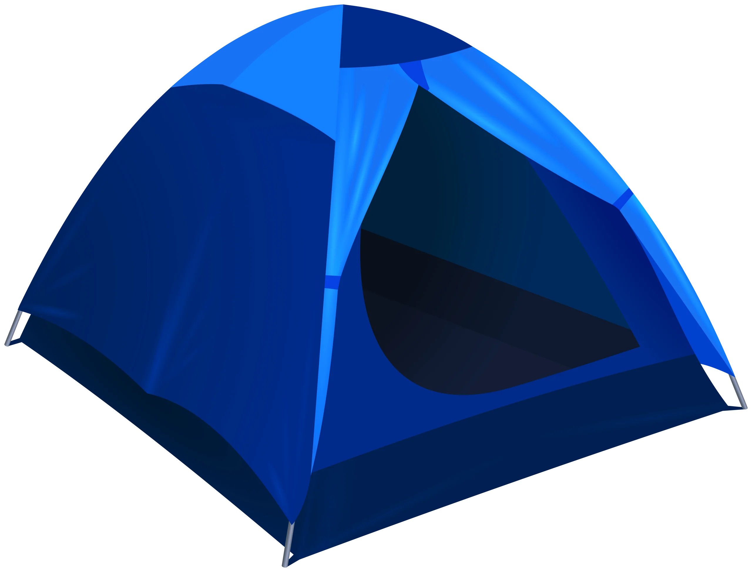 Blue Dome-Shaped Camping Tent Clipart with Geometric Design Elements