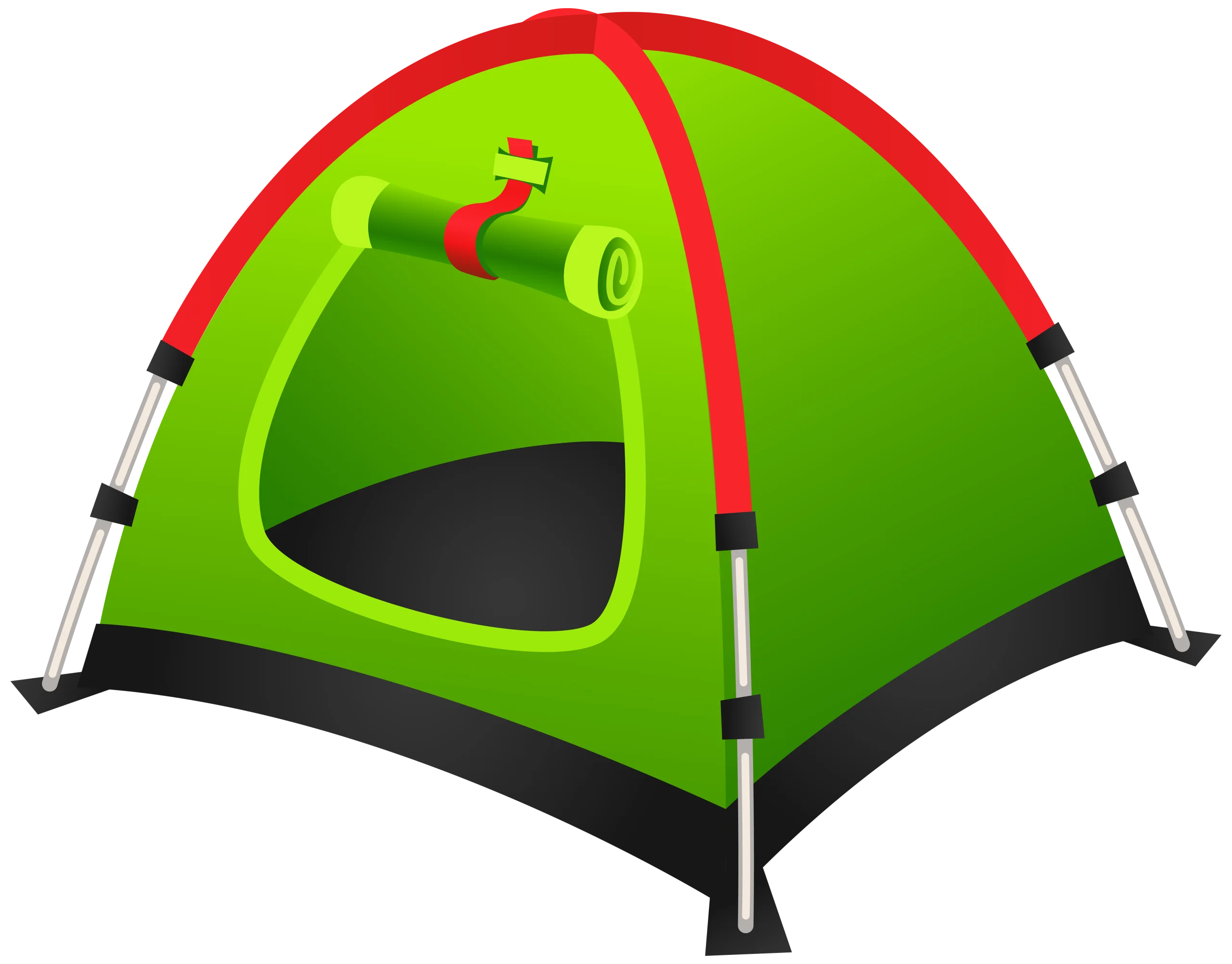 Bright Green and Red Dome Camping Tent Clipart Illustration Design