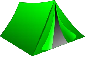 Bright Green Classic Triangular Camping Tent Clipart Vector Illustration