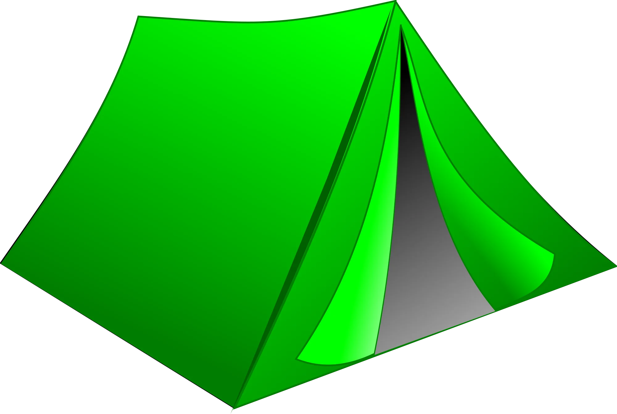 Bright Green Classic Triangular Camping Tent Clipart Vector Illustration