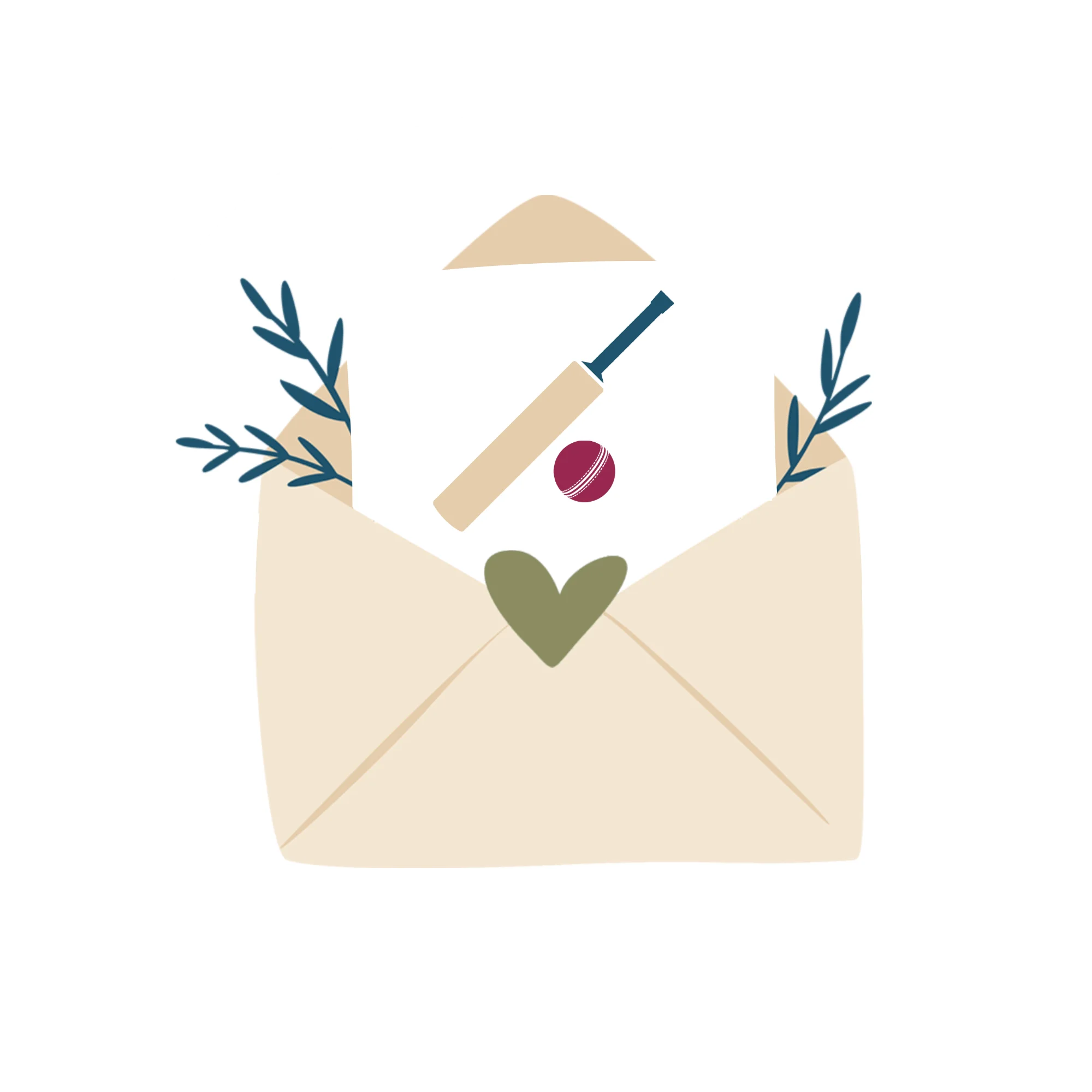 Charming Rustic Love Letter Envelope Clipart with Botanical Accent Branches