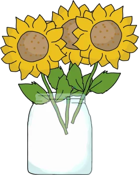 Charming Sunflowers in a Glass Jar: A Delightful Botanical Clipart Illustration