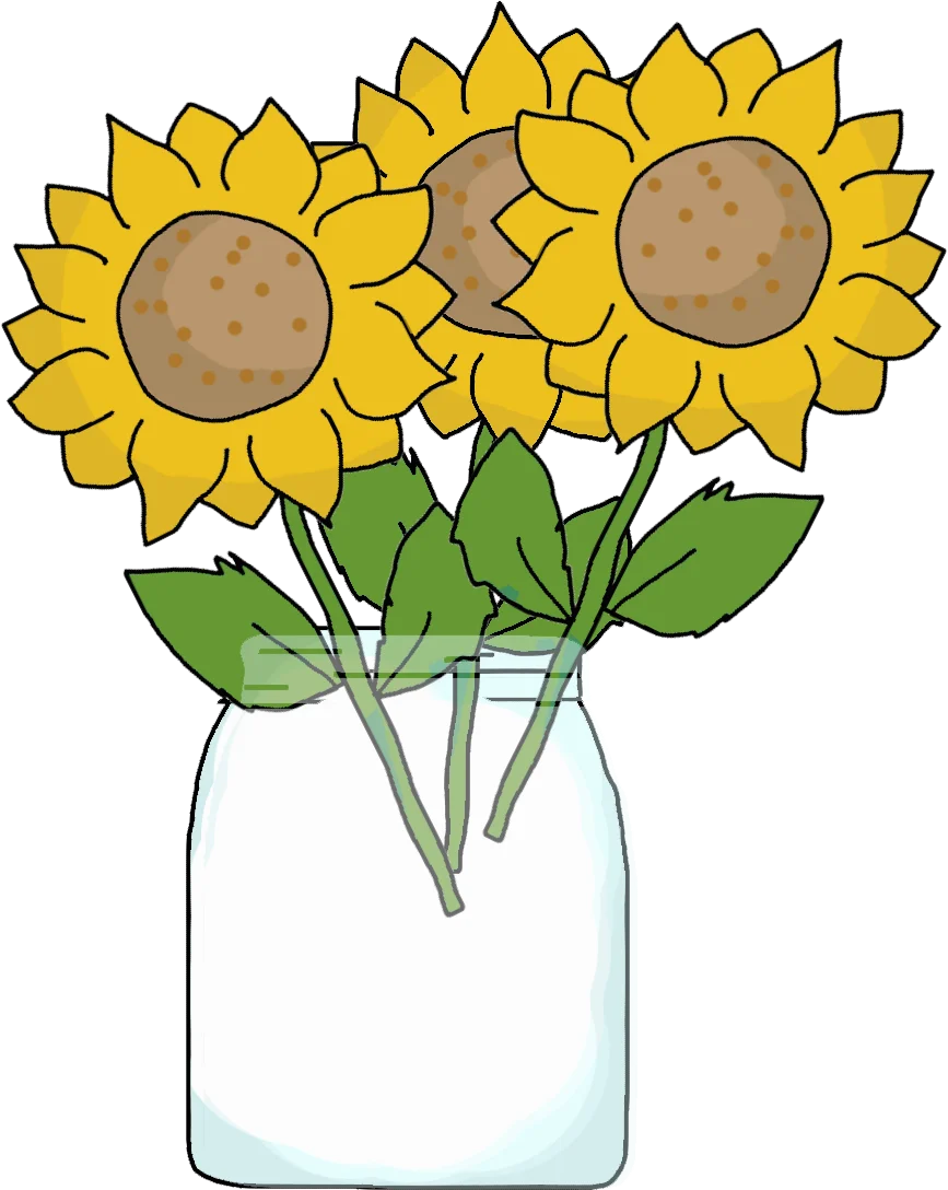 Charming Sunflowers in a Glass Jar: A Delightful Botanical Clipart Illustration