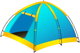 Cheerful Blue and Yellow Dome Tent Clipart Design for Outdoor Adventures