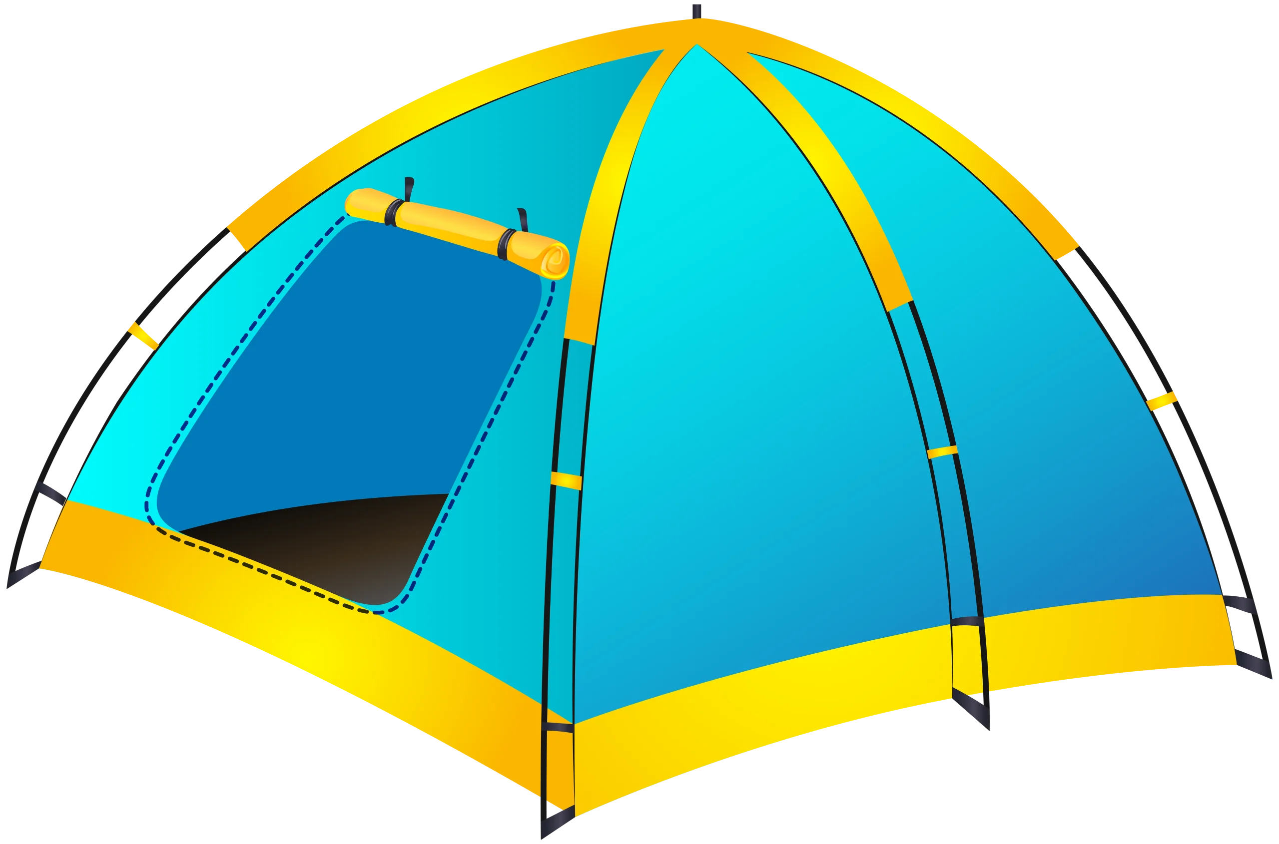 Cheerful Blue and Yellow Dome Tent Clipart Design for Outdoor Adventures