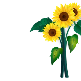Cheerful Sunflowers Clipart: Radiant Blossoms Bursting with Botanical Charm