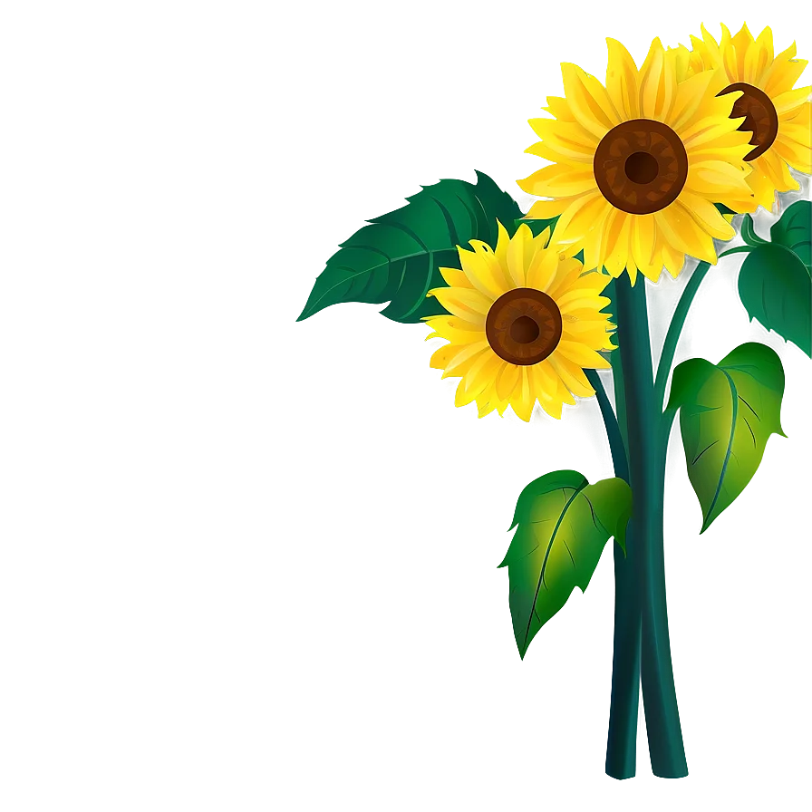 Cheerful Sunflowers Clipart: Radiant Blossoms Bursting with Botanical Charm