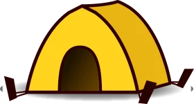 Cheerful Yellow Camping Tent Cartoon Clipart Illustration for Outdoor Adventures