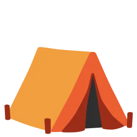 Classic A-Frame Camping Tent Clipart Design in Warm Sunset Tones
