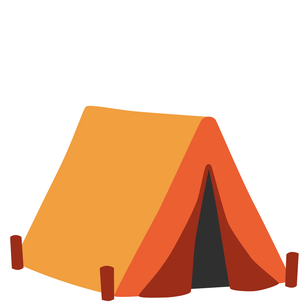 Classic A-Frame Camping Tent Clipart Design in Warm Sunset Tones