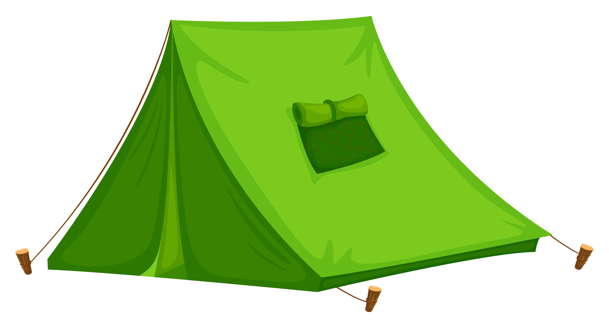 Classic A-Frame Green Camping Tent Outdoor Adventure Clipart Illustration