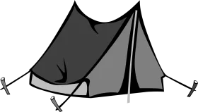 Classic Outdoor Camping Tent Minimalist Black and White Clipart Design